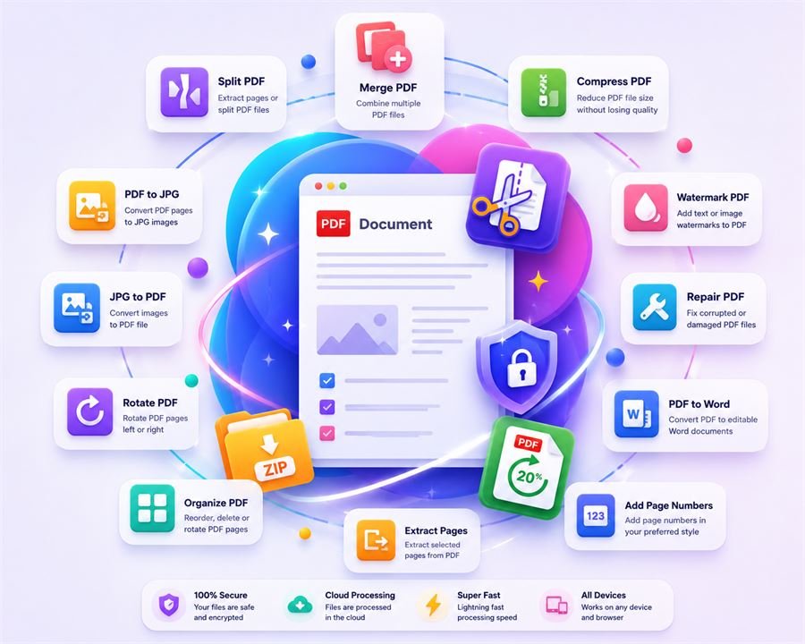 PDFnestify — browser-based PDF tools illustration