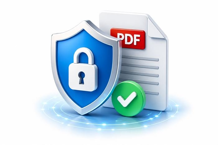 Secure and private PDF files illustration